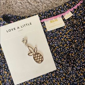 Anthropologie Blouse and Pineapple Charm